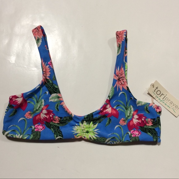 Tori Praver Swimwear Seafoam Floral Bikini Top - Picture 1 of 6